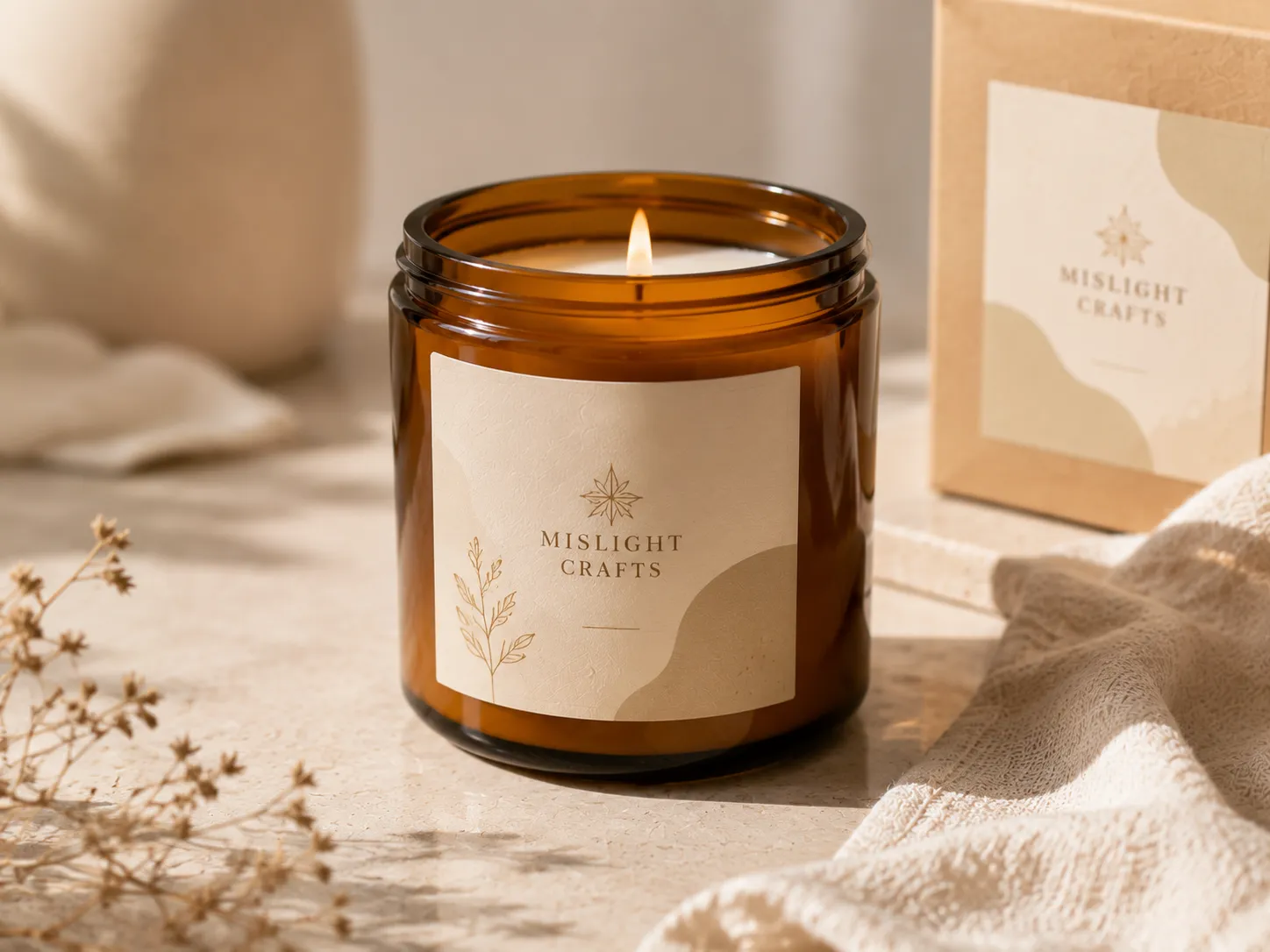 Premium candle jar packaging with custom labels