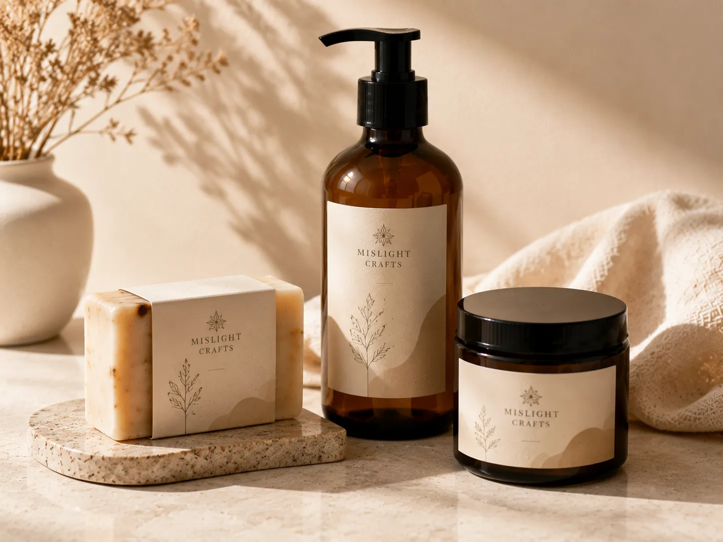Handmade soap packaging with elegant labels